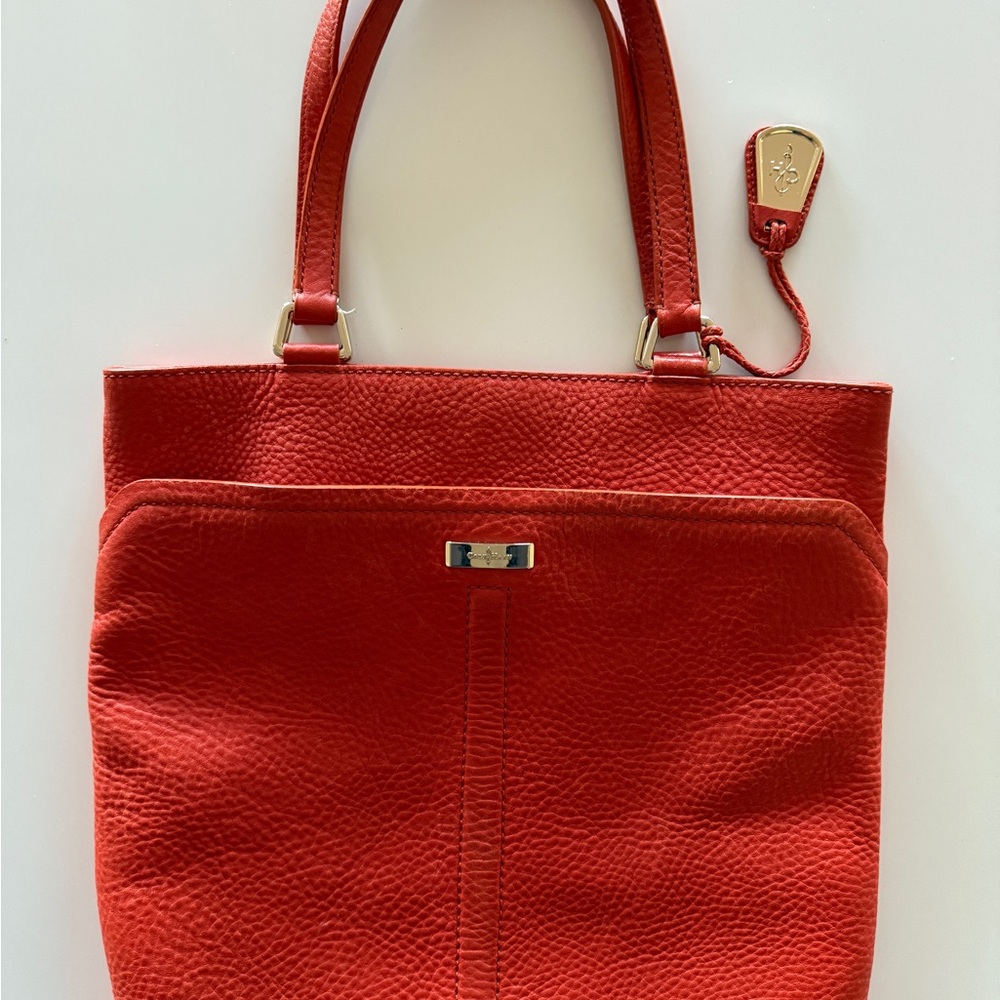 Cole Haan Rust Leather Tote with Structured Design